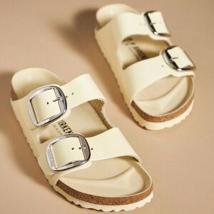 Birkenstock Arizona Big Buckle High Shine Sandals Size 38 in Butter High Shine